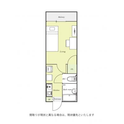 ユニオンマンスリー千葉穴川１　202　1R・シングル☆【禁煙ルーム】◆インターネット固定回線（有線・Wi-Fi）無料の部屋◆バストイレ別！の物件間取り図