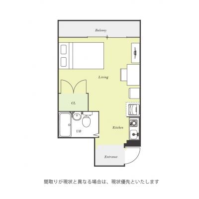 ユニオンマンスリー天王台１　104　1R・セミダブル☆【禁煙ルーム】室内洗濯機や2ドア冷蔵庫など生活家電完備♪デスク・チェアのあるお部屋/JR成田の間取り図