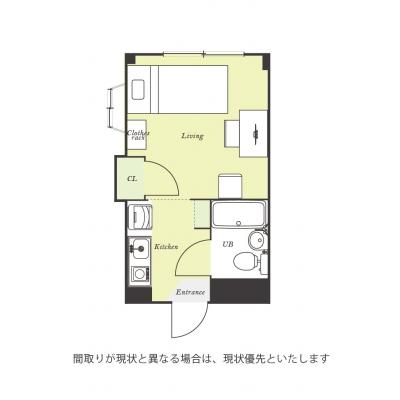 ユニオンマンスリー船堀１　308　1R・シングル☆【禁煙ルーム】人気の角部屋＆2面採光♪室内洗濯機など生活家電のあるお部屋の物件間取り図