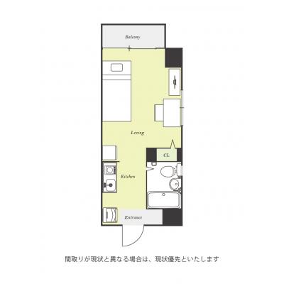 ユニオンマンスリー千葉駅３　206　1R・シングル☆【禁煙ルーム】◆インターネット固定回線（有線・Wi-Fi）無料の部屋◆人気の角部屋＆2面採光♪女性も安心のモの物件間取り図