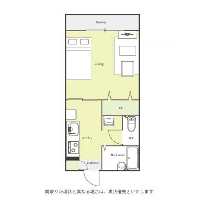 ユニオンマンスリー勝田台駅前２　103　1K・セミダブル☆【禁煙ルーム】◆インターネット固定回線（有線・Wi-Fi）無料の部屋◆安心のモニター付きインターホンの物件間取り図