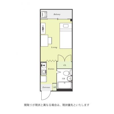 ユニオンマンスリー橋本７　307　1R・シングル☆【禁煙ルーム】テレワークや勉強におすすめデスク・チェア完備＆冷蔵庫など生活家電のあるお部屋/橋本駅から多摩美術の物件間取り図
