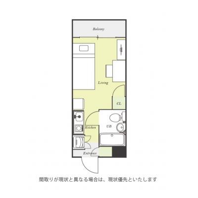 ユニオンマンスリー大倉山６　305　1R・シングル☆【禁煙ルーム】安心のモニター付きインターフォン完備＆デスク・チェアのあるお部屋の間取り図