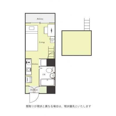 ユニオンマンスリー横浜鶴ヶ峰３　E102　1R・シングル☆【禁煙ルーム】嬉しいロフトつき！デスク・チェア完備＆室内洗濯機など生活家電のあるお部屋/の物件間取り図