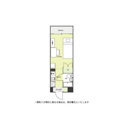 ユニオンマンスリー新百合ヶ丘３　107　1R・シングル☆【禁煙ルーム】人気の角部屋＆建物オートロック♪デスク・チェア＆2ドア冷蔵庫などの家具家電付き/登戸駅・代の間取り図