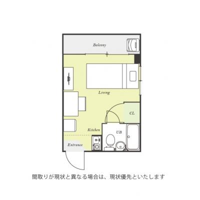 ユニオンマンスリー久我山駅前１　406　1R・シングル☆【禁煙ルーム】人気の角部屋♪デスク・チェア完備！洗濯機や冷蔵庫など生活家電のあるお部屋の物件間取り図