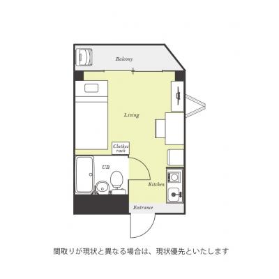 ユニオンマンスリー蕨２　201　1R・シングル☆【禁煙ルーム】人気の角部屋♪デスク・チェア完備！洗濯機や冷蔵庫など生活家電のあるお部屋の物件間取り図