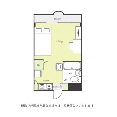 ●2026年6月3日から入居可●ユニオンマンスリー武蔵小金井３　C02　1R・セミダブル☆【禁煙ルーム】安心のモニター付きインターフォン＆室内洗濯機完備！デスク・チェアのあるお部屋の間取り図