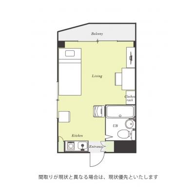 ●2026年6月4日から入居可●ユニオンマンスリー武蔵小金井３　C10　1R・シングル☆【禁煙ルーム】人気の角部屋♪安心のモニター付きインターフォン＆室内洗濯機完備！デスク・チェアのあるお部屋の間取り図