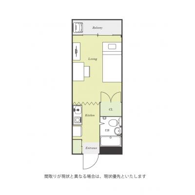 ユニオンマンスリー稲城４　104　1R・シングル☆【禁煙ルーム】デスク・チェアのあるお部屋！洗濯機や掃除機など生活家電完備/京王相模原線利用で橋本駅や笹塚駅までの間取り図