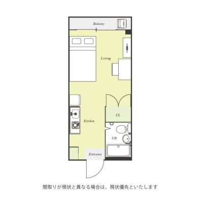 ユニオンマンスリー京王稲田堤セレーノ１　119　1R・セミダブル☆【禁煙ルーム】冷蔵庫や電子レンジなど生活家電完備♪デスク・チェアのあるお部屋/京王相模原線特急の物件間取り図