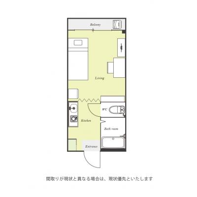 ユニオンマンスリー京王稲田堤セレーノ１　202　1R・シングル☆【禁煙ルーム】人気のバストイレ別＆浴室乾燥機あり♪デスク・チェアのあるお部屋/京王相模原線特急利の間取り図