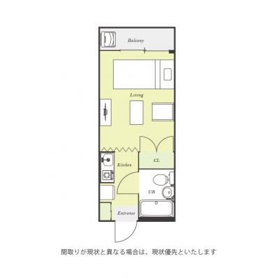 ユニオンマンスリー京王稲田堤３　206　1R・シングル☆【禁煙ルーム】ローテーブル・ソファのあるお部屋♪洗濯機や掃除機など生活家電完備の間取り図