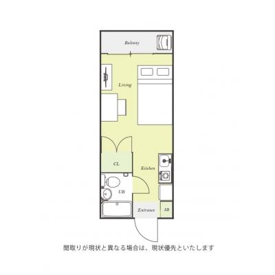 ユニオンマンスリー京王稲田堤２　105　1R・セミダブル☆【禁煙ルーム】冷蔵庫や電子レンジなど生活家電完備♪デスク・チェアのあるお部屋/都営新宿線の間取り図