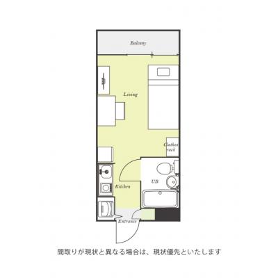 ユニオンマンスリー千葉天台２　102　1R・シングル☆【禁煙ルーム】デスク・チェア完備！室内洗濯機や冷蔵庫など生活家電のあるお部屋の物件間取り図
