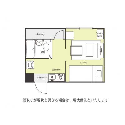 ユニオンマンスリー坂戸４　213　1R・シングル☆◆インターネット固定回線（有線・Wi-Fi）無料の部屋◆【禁煙ルーム】人気の角部屋♪の間取り図