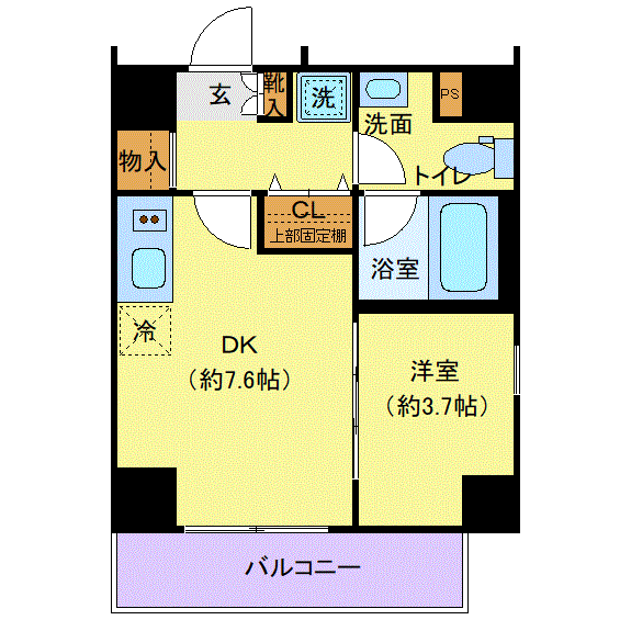 グッドステイ東西線南砂町ディアレイシャス※『禁煙ルーム・1DK・30平米・Wi-Fi無制限・独立洗面・浴室乾燥付』【デラックス】の物件間取り図