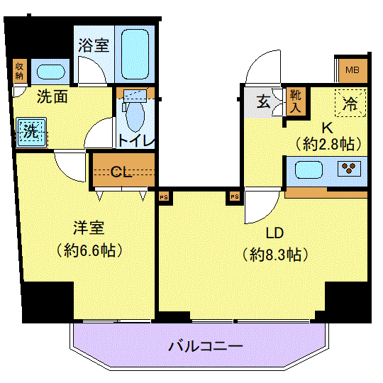 グッドステイ上野稲荷町EAST■『禁煙ルーム・1LDK・46平米・追い焚き機能・独立洗面・浴室乾燥付』【ハイクラス】の物件間取り図