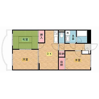 サンライズパセオ（3DK）の物件間取り図