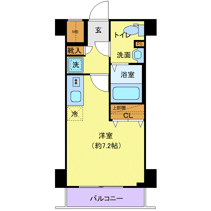 マンスリーリブマックス品川大井町クレヴィスタ◆◎『禁煙ルーム・1R・20平米』【Wi-Fi無制限・独立洗面・浴室乾燥付】≪エクセレントシリーズ≫の間取り図