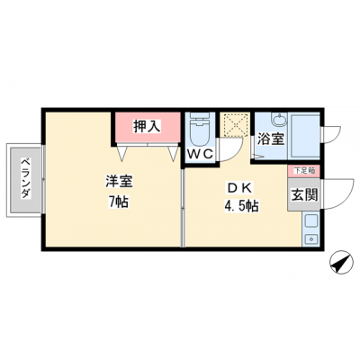 アパマートマンスリー富山市 呉羽駅 Wi-Fi無料 1DK (bbe)の間取り図