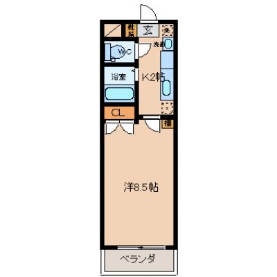 アパマートマンスリー富山市　住吉町　Wi-Fi無料　1K(201)の物件間取り図