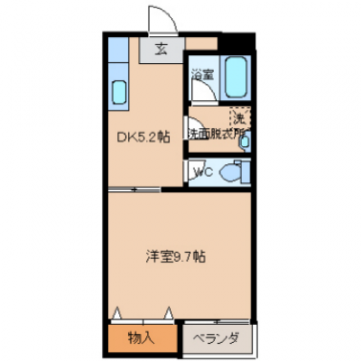 アパマートマンスリー富山市 田中町 Wi-Fi無料 1DK (bb)の間取り図