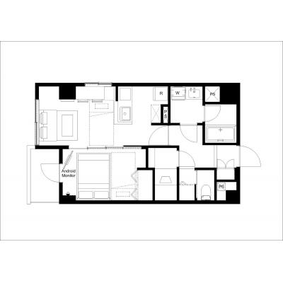 飯田橋駅から徒歩1分！/家具・家電完備/オシャレなデザイナーズ物件♪/MS I Kagurazaka 402の間取り図