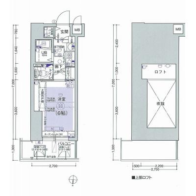 EC新大阪3SP③【分譲タイプ、ＮＥＴ無料・ペット相談可、ロフト付・床暖房・ドラム式洗濯乾燥機・３２型ＴＶ・HDD内蔵ブルーレイ標準装備！】の間取り図