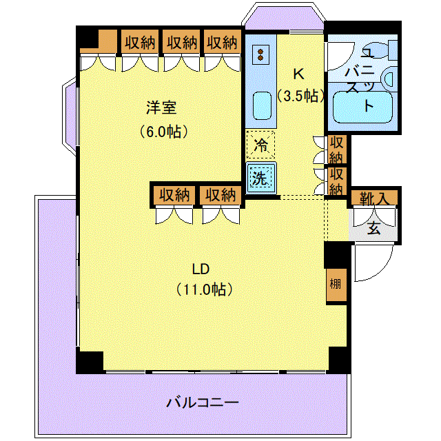 マンスリーリブマックス恵比寿3丁目フラット■『禁煙ルーム・1LDK・42平米』【3点UB】≪スマートシリーズ≫の物件間取り図