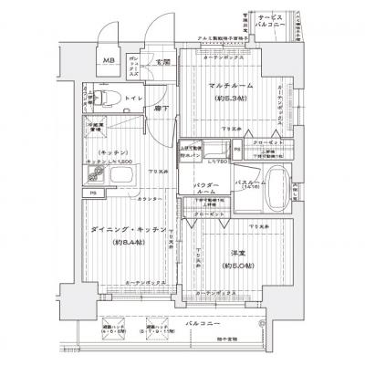 EP京都聚楽第　粋邸（2DKタイプ）③ご家族や複数での利用可【分譲貸・ペット飼育相談可・エアコン３台標準装備】の間取り図