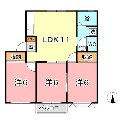 ★★アパートメント明石Ｂ（※禁煙）★★【さくらマンスリー】瀬戸内海近く♪ 3LDKの物件間取り図