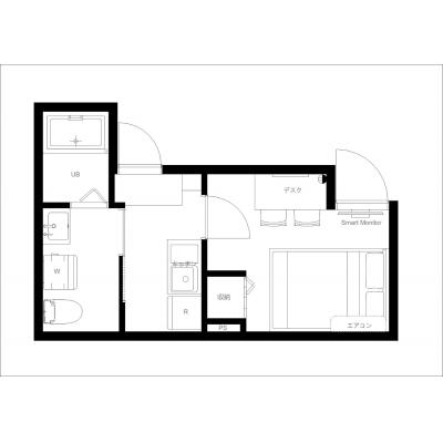  シンプルで綺麗なお部屋♪家具・家電付き/短期～長期滞在まで◎/ハーバーズレジデンス八広303の物件間取り図