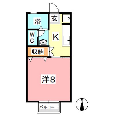 ★★セゾン和気A（※禁煙）★★【さくらマンスリー】大学徒歩15分!ネット無料♪ 1Kの物件間取り図