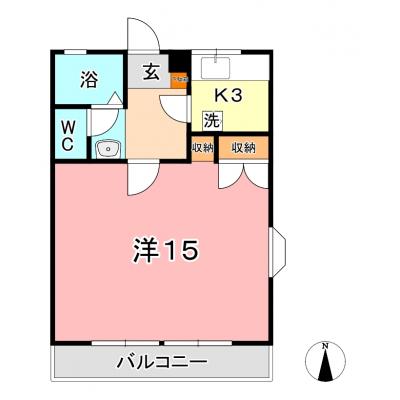 ★★ブールブランシュ　Ｂ（禁煙）★★【さくらマンスリー】独立洗面台付き!! 1Kの間取り図