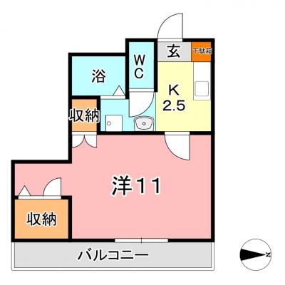 ★★ブールブランシュ　Ｃ（禁煙）★★【さくらマンスリー】独立洗面台付き!! 1Kの物件間取り図