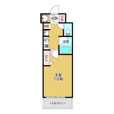 【ドラム式洗濯乾燥機完備】【NET無料】『ランド・マンスリー心斎橋東』堺筋本町駅から徒歩3分の間取り図