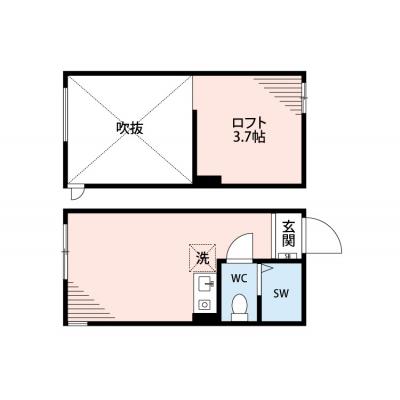 オーシャンマンスリー横浜鶴見【駅徒歩4分♪インターネット使用料無料☆禁煙ルーム🚭☆広いロフト付き物件】の物件間取り図