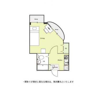●2026年4月18日から入居可●ユニオンマンスリー北朝霞１　301 1K・シングル☆【禁煙ルーム】人気の角部屋&2面採光♪安心の室内洗濯機＆玄関から直接居室が見えないリビングドア完備！電子レンジやたの間取り図