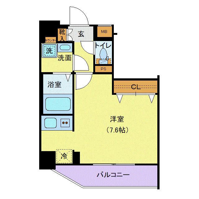 マンスリーリブマックス落合南長崎駅前デザイン▲『禁煙ルーム・1R・26平米』【Wi-Fi無制限・独立洗面・浴室乾燥付】≪エクセレントシリーズ≫の物件間取り図