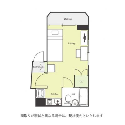 ユニオンマンスリー押上４　404　1R・シングル☆【禁煙ルーム】人気の角部屋＆2面採光♪室内洗濯機や冷蔵庫など生活家電完備！デスク・チェアのあるお部屋の物件間取り図