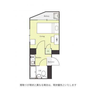 ユニオンマンスリー武蔵関２　205　1K・シングル☆【禁煙ルーム】人気の角部屋＆2面採光♪安心のモニター付きインターフォン完備！デスク・チェア＆洗濯機や冷蔵庫など生活家電のあるお部屋の間取り図