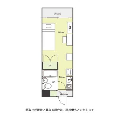 ユニオンマンスリー武蔵小金井５　105　1R・シングル☆◆インターネット固定回線（有線）無料の部屋◆【禁煙ルーム】室内洗濯機や2ドア冷蔵庫など生活家電完備！デスク・チェアのあるお部屋の物件間取り図