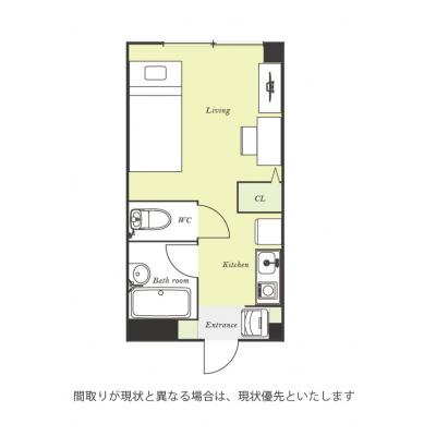 ユニオンマンスリー国分寺６　303　1R・シングル☆【禁煙ルーム】人気のバストイレ別♪室内洗濯機や2ドア冷蔵庫など生活家電のあるお部屋の物件間取り図