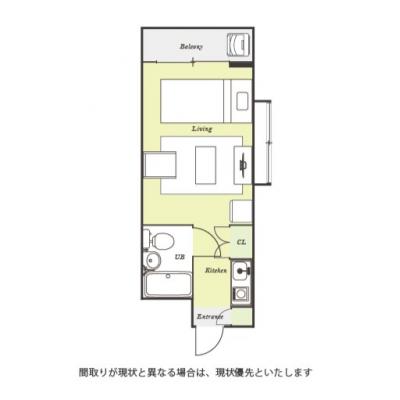 ユニオンマンスリー恋ヶ窪５　201　1R・シングル☆【禁煙ルーム】人気の角部屋＆2面採光♪来客時も安心モニター付きインターフォン完備！洗濯機や2ドア冷蔵庫など生活家電のあるお部屋の間取り図