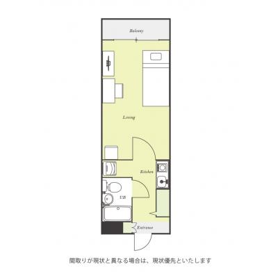 ユニオンマンスリー東村山３　107　1K・シングル☆【禁煙ルーム】安心のモニター付きインターフォン・室内洗濯機完備！デスク・チェア＆たっぷり収納2ドア冷蔵庫や電子レンジなど生活家電のあるお部屋の物件間取り図