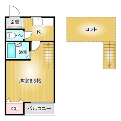 コスパだけじゃない“快適さ重視”マンスリータウン【最寄り駅まで徒歩10分】【コンビニまで徒歩5分】飯塚町B2の間取り図
