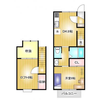 コスパだけじゃない“快適さ重視”マンスリータウン【Gメッセまで徒歩10分】【無料wifi】【人気ラーメン屋近く】上中居町Ｂ2の物件間取り図