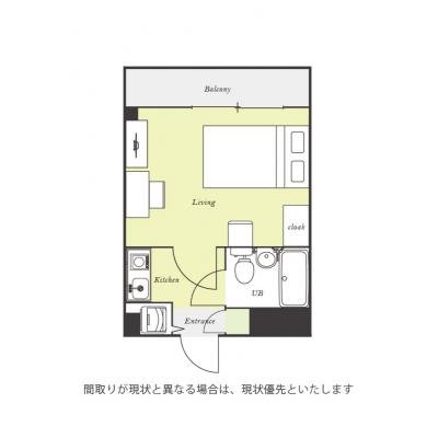 ●2026年2月6日から入居可●ユニオンマンスリー八王子１０　205　1K・セミダブル☆【禁煙ルーム】勉強やテレワークにおすすめデスク・チェアのあるお部屋♪安心の建物AL＆モニター付きインターフォン＆の間取り図
