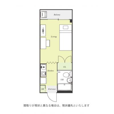 ユニオンマンスリー京王堀之内ラシュレ４　112　1R・シングル☆◆インターネット固定回線（有線）無料の部屋◆【禁煙ルーム】デスク・チェア完備！2ドア冷蔵庫など生活家電のあるお部屋の物件間取り図